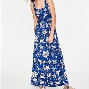 BODEN Diana Blue Floral Maxi, Drapey Maxi Dress, Size 2R